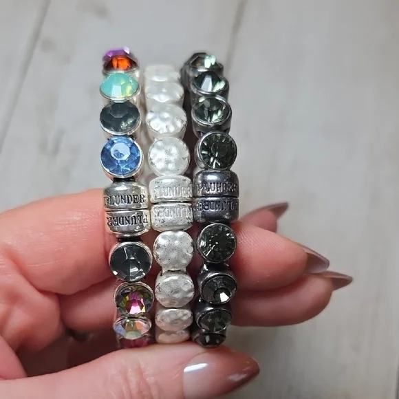 Plunder Silver and Multicolor Gemstone Bracelets - Picture 3 of 3